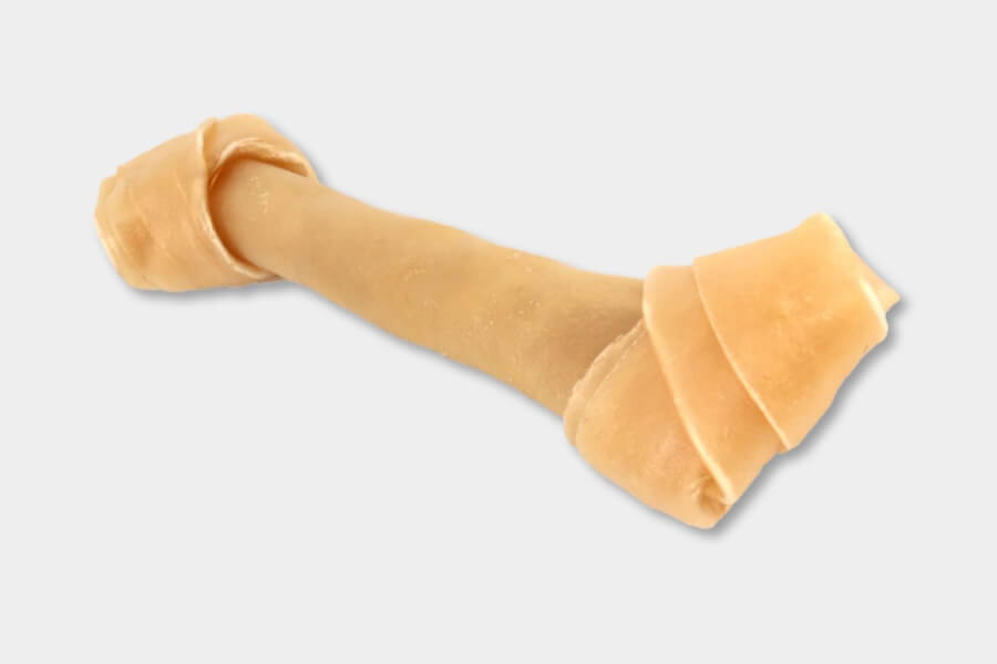 Example of a highly processed unsafe rawhide dog chew